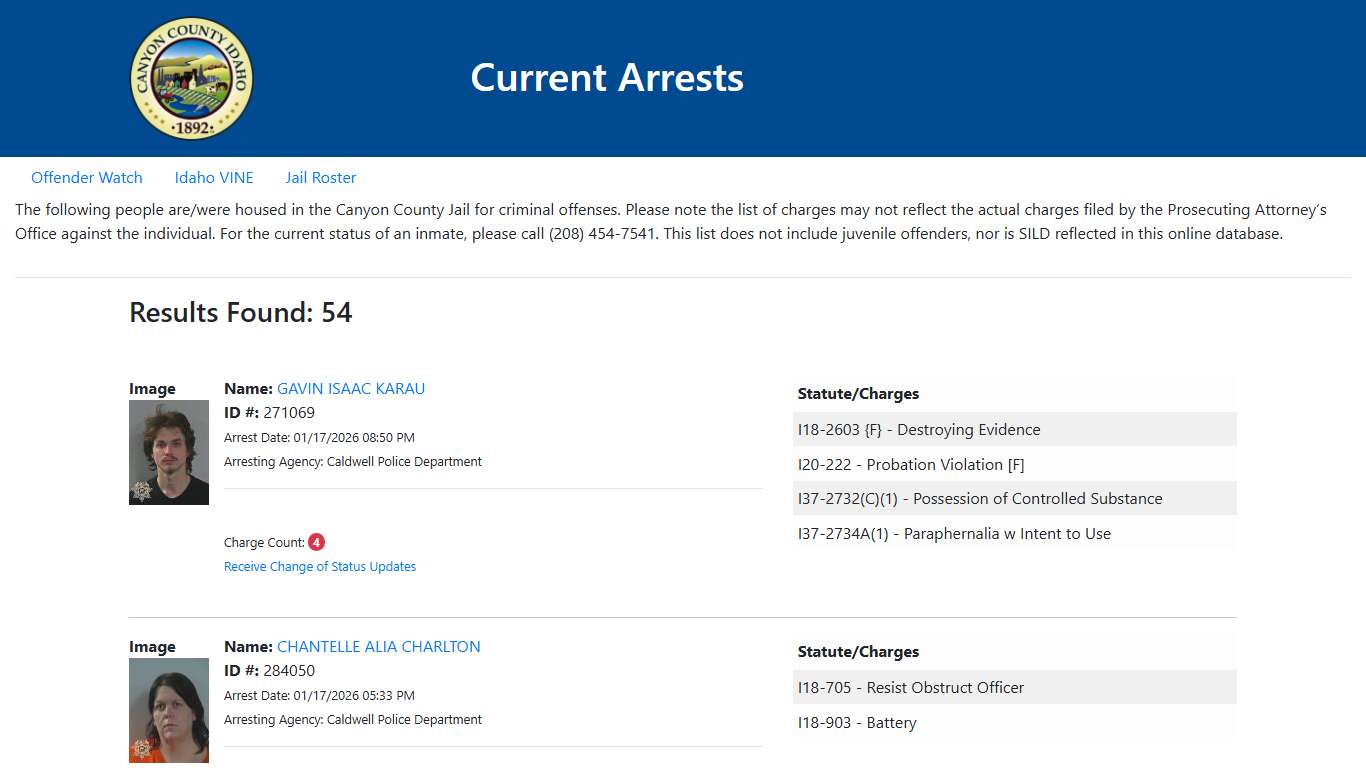 Current Arrests